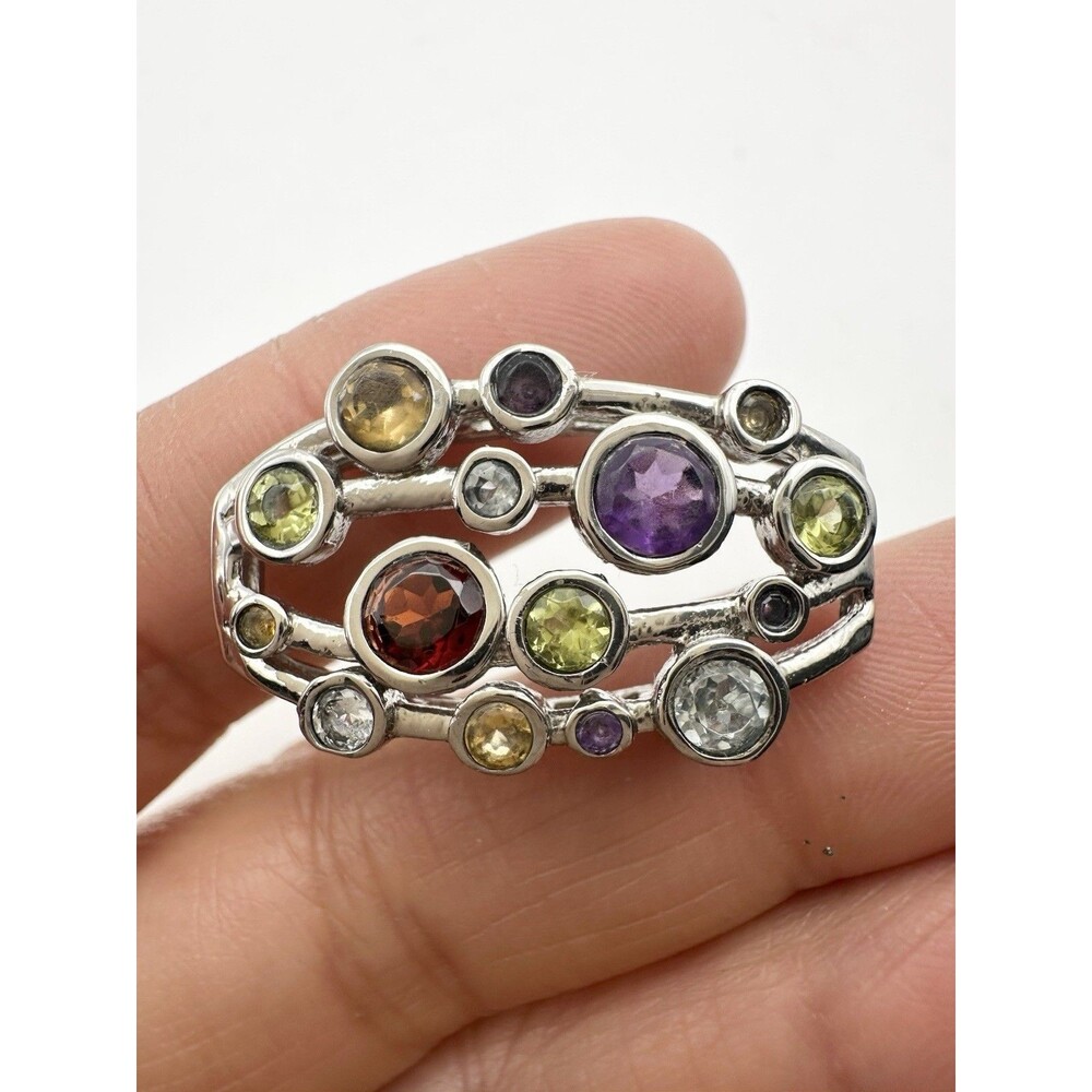 Stainless Steel Natural Amethyst Peridot Citrine Garnet Pendant Charm